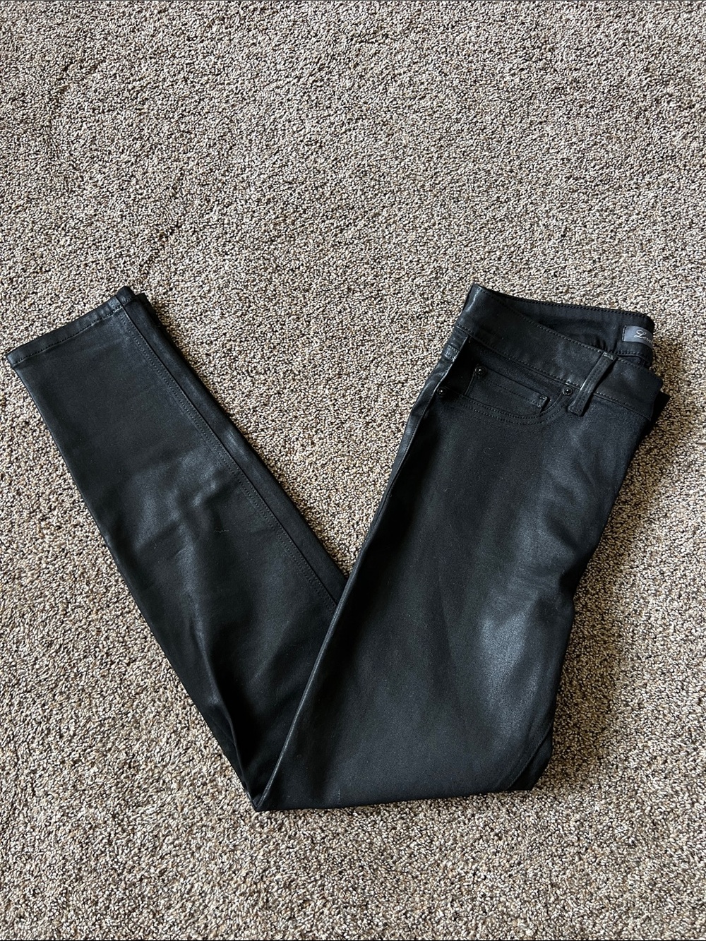 Level 99 Black Coated Skinny Jeans size 12